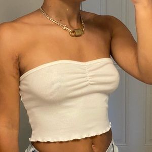 Pacsun White Ruched Bandeau Top